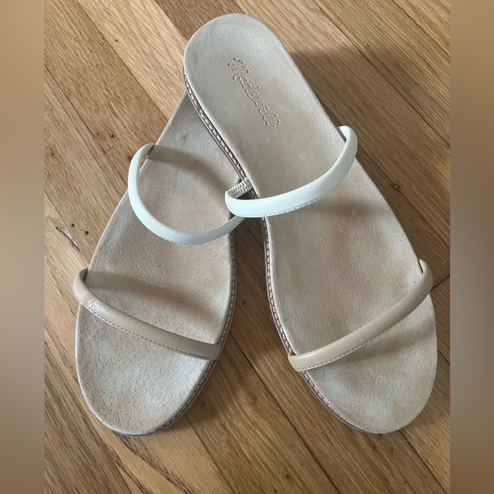 Madewell Tan Leather Double Strap Flat Sandals EUC Women’s Size 10